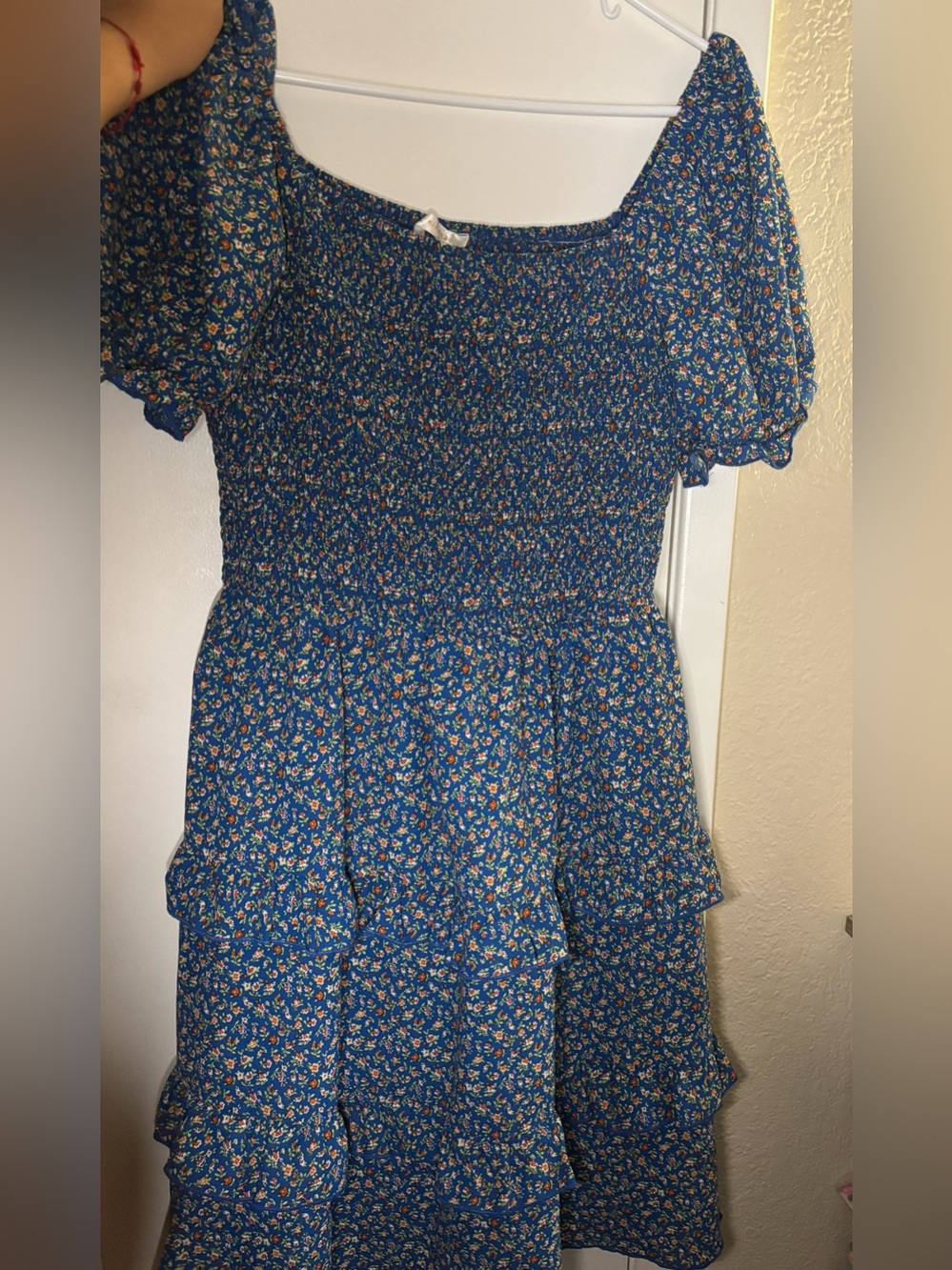 Blue Floral Tiered Dress